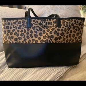 Tory Burch Kerrington Ocelot and Black Tote